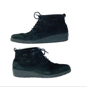 ECCO Skyler Black Nubuck Wedge Chukka Classic Casual Ankle Boots EU 39 US 8-8.5